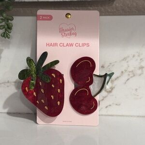Frasier Sterling Strawberry Cherry Set Of 2 Hair Claw Clips